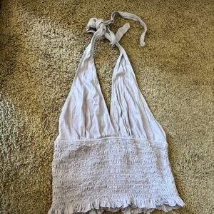American Eagle purple Halter Top with Ruffle Hem